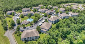 Aerial photo of Parham Pointe apartment complex